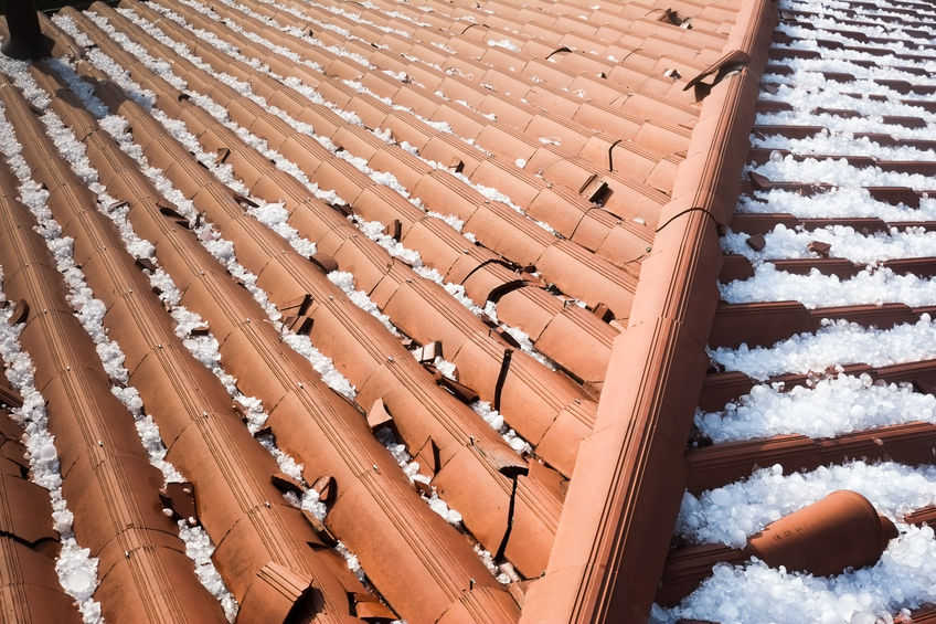 Hail damage on clay roof