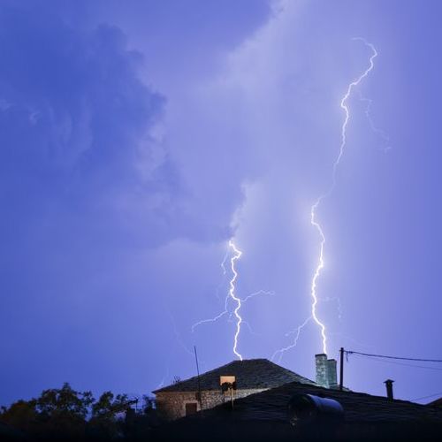 thunderstorm with lightening at night