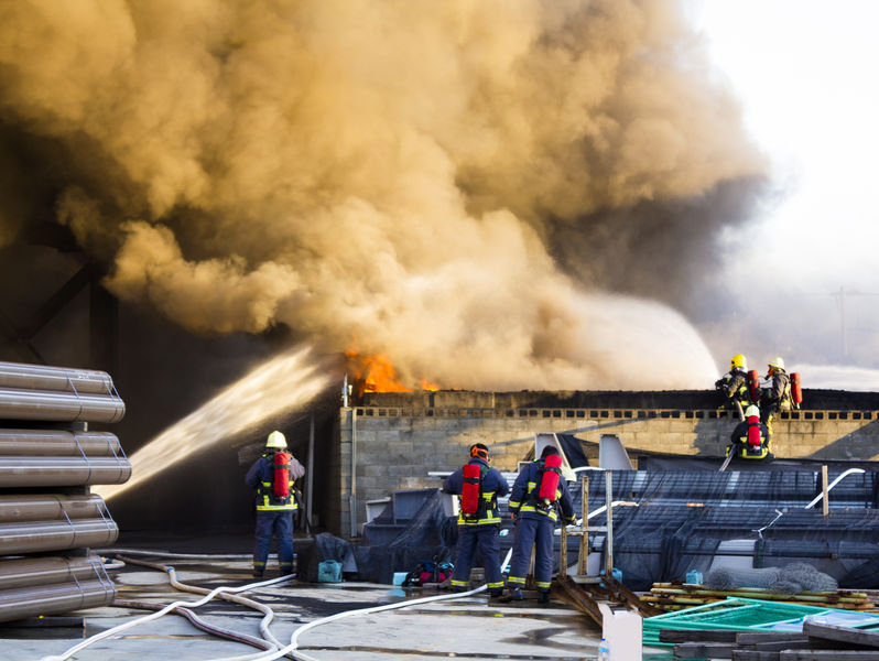 everal firefighters support to off the plant fire